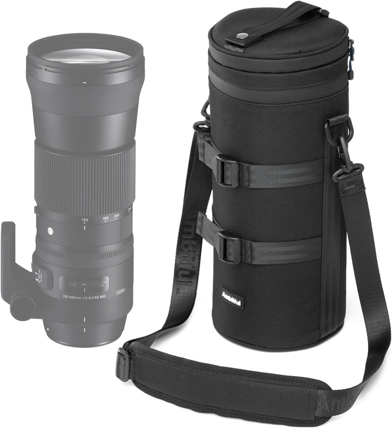 AMBITFUL Thick Camera Lens Pouch Case, Water/Dust/Shock Protection Lens Pouch for DSLR Camera Lens Compatible For Sony, Nikon, Canon,Fujifilm,Tamron Fits Lenses Below 125 × 290 mm (4.92 × 11.42 in) - Image 1
